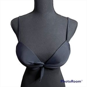 Tahiti Black Tie Front Bikini Top